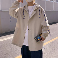 Threebooy Men's Coats Korean Style Clothes Man Hoodie Loose Fitting Original Clothing Hooded Jackets Outerwear Popular