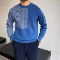 Threebooy Smart Casual Autumn Winter Sweaters New Men O-Neck Jacquard Weave Warm Trend Fashion Slim Long Sleeve Pullovers Knitted Tops
