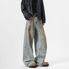 Threebooy Men's Jeans baggy Denim pants Loose Fit Casual Style American Streetwear Straight Novel design Leg Pants Trendy Brand