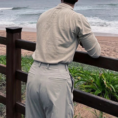 Threebooy New Korean Fashion Men Polo Sweater Light Luxury Knitted Solid Color Long Sleeve Pullover Premium Quality Skin-friendly Knitwear