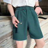 Threebooy Korean Style New Design Men Shorts Summer Short Suit Pants Green Beige Unisex Clothing Solid Thin Regular Fit Shorts S-3XL