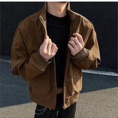 Threebooy New Spring Autumn Men's Bomber Jackets solid Casual Male Outwear Windbreaker Jacket Mens Zipper Baseball Uniform Coats Clothing