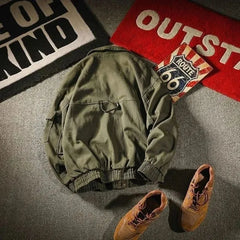 Threebooy Jacket Men's Spring Autumn Tooling Multi-Pocket Casual Zipper Buttons Turndown Collar Loose Air Force Pilot Jackets Coat