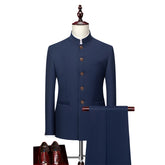 Threebooy (Jackets+Pants) New style Men High Quality Business Blazers/Male Slim Fit Casual Tuxedo Two Pieces Vintage Style Mao Suits