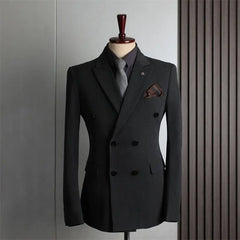 Threebooy Luxury High Quality Men's Suits 2 Pieces Sets Beaded Crystals Double Breasted Slim Fit Tuxedos Wedding Groom Dinner Prom