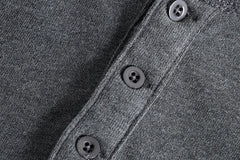 Threebooy Mens 100% Cotton Henley Shirts Spring Autumn New Long Sleeve Solid Color Tops High Quality Slim Fit Buttons Basic Tees Homme 3XL