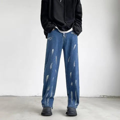 Threebooy Y2K Fashion Painting Baggy New Jeans Pants For Men Clothing Ankle Zipper Straight Denim Trousers Pantalon Homme