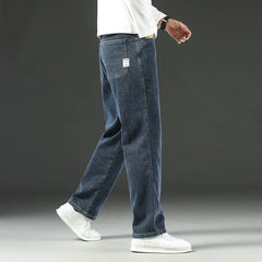 Threebooy New Spring and Autumn Men's Jeans, Loose, Comfortable, Straight, Business Casual, Versatile Wide-leg Business Trousers