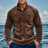 Threebooy New Hot Men's Autumn Winter Corduroy Lapel Collar Jacket American Vintage Multi Pocket Cargo Workwear Coat Outerwear Streetwear
