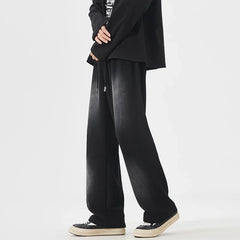 Threebooy Autumn New Fashion Korean Men's Casual Pants Distressed Classic Black Baggy Straight Trousers Sweatpants Streetwear Male Clothes