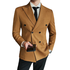 Threebooy Men's Double Breasted High-quality and Handsome Casual Outerwear for Business Meetings Gatherings and Multi-purpose Jackets