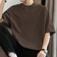 Threebooy American Heavy Short-sleeved T-shirt Men's Round Neck Summer Solid Color Trendy Loose Half-sleeved Base Shirt