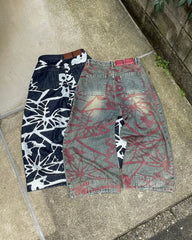 Threebooy Punk Gothic New Oversized Wide Leg Denim Pants Retro Hip Hop Print Pattern Y2k Blue Baggy Jeans Mens Womens Floor Mopping Jeans
