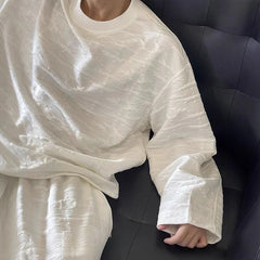 Threebooy New Autumn Popular Men's Sets Trendy Jacquard Loose Solid Color Sweatshirt+Trouser 2 Piece Suit Leisure High Quality Tracksuits