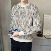 Threebooy Men Long Sleeve Tshirt Textured Fabric Soft Breathable Top Unique Design Trendy Streetwear Casual Comfort Fashion Tee