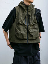 Threebooy Japanese Outdoor Three-dimensional Multi-pocket Short Waterproof Workwear Hooded Vest Men's Trendy Summer Fishing Vest Jacket