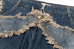 Threebooy Mens Star Tassel Jeans Streetwear Hip Hop Multi Pockets Denim Pants Men 2025 Spring New Harajuku Washed Blue Cowboy Trousers