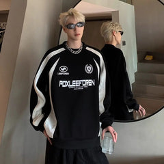 Threebooy American Retro Shirt Hip Hop Color-blocking Heavy Sweatshirt Men 2025 New Teen Casual Sports Jacket Autumn Handsome Top