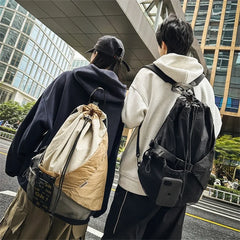 Threebooy Outdoor Multifunction Waterproof Camping Travel Drawstring Backpack Men Women Techwear Style Hip Hop Crossbody Laptop Bag