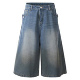 Threebooy Hip Hop Denim Shorts Men Streetwear Punk Gradient Jeans Short Oversized Harajuku Vintage Summer Baggy Calf Length Pant Unisex