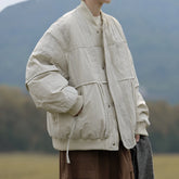 Threebooy Japanese Baseball Collar Padded Jacket Men Women Winter Cityboy Basic Warm Cotton Jacket Thickened Casual Bread Coat Preppy Wear