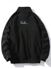 Threebooy Half-zip Hoodless Sweatshirt Autumn Winter Stand-up Collar Shirt Oversize Velevet Tops Lovers Trend Polar Fleece Jacket