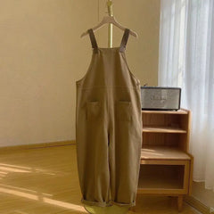 Threebooy American High-end Denim Overalls Korean High Street Loose Trendy Large-size Tooling Suspender Jumpsuit Aesthetic Chic Streetwear