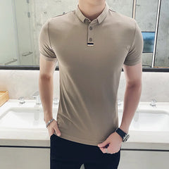 Threebooy Top Quality New Solid Color Men Polos Shirts Cotton Short Sleeve Casual Polo Shirt Hommes Fashion Summer Lapel Male Tees