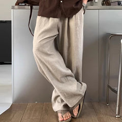 Threebooy New Japanese Retro Men Casual Pants Luxury Draped Wide Leg Leisure Solid Color Straight Trousers High Quality Elegant Sweatpants