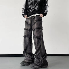 Threebooy Y2K Fashion Washed Black Baggy Stacked Jeans Pants For Men Clothing Straight Hip Hop Long Trousers Pantalones Hombre