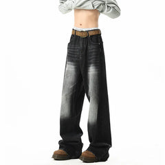 Threebooy Spring Men's Denim Pants Vintage blue Washed Male Jeans Straight Casual Menwear Loose Wide Leg Trousers 2025 New Fashion jeans