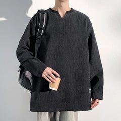 Threebooy Long Sleeve Harajuku Korean Fashions 90s Vintage Vintage Graphic T-shirts V Neck Funny Y2k Streetwear Graphic T Shirts