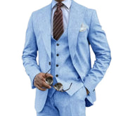 Threebooy Men's linen suit 3 pieces Blazer Vest And Pants set solid color formal business suits high end men's clothing Summer beach