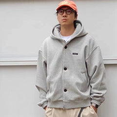 Threebooy Hooded Jackets For Men Classic Solid Color Hoodie Women Sweatshirt Coat Couple Retro Cardigan Outwear Fashion Men Clothes