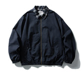 Threebooy Vintage Color Block Cargo Jacket Mens Streetwear Punk Y2k Casual Coats Oversized Harajuku Loose Hip Hop Zip Up Jackets Male