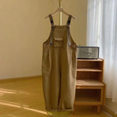 Threebooy American High-end Denim Overalls Korean High Street Loose Trendy Large-size Tooling Suspender Jumpsuit Aesthetic Chic Streetwear