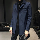 Threebooy Men High-grade Pure Cotton Business Windbreaker Coat/Men Slim Fit Leisure Trench Jackets Plus Size S-3XL