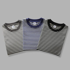 Threebooy Teenage Style 280gsm Striped Long Sleeved T-shirt Men's Loose Casual Base Tee Shirt