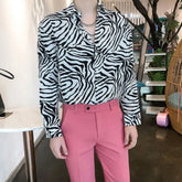 Threebooy Korean Version Zebra-stripe Sense of Design Trend Handsome Loose Hipster Retro Versatile Sexy Men's Shirt Spring Autumn