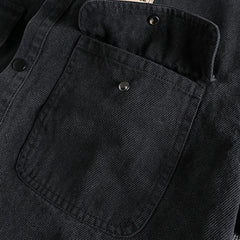 Threebooy Heavy Cotton Men's Twill Woven Vintage Cargo Long Sleeve Shirt Jacket Autumn Winter Work Style Casual Versatile Youth Shirt Coat