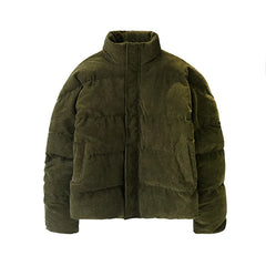 Threebooy Korean Style Winter Corduroy Jacket Loose Fit Cotton Padded Coat Thickened Cotton Coat For Men Casual Trendy Puffer Jacket