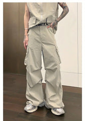 Threebooy Street Tracksuit Niche Deconstruction Design Cargo Vest Men's Summer Pleated Work Pants Set of High-end Sleeveless Vest Urban