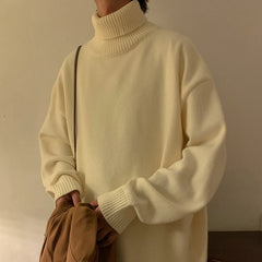 Threebooy Turtleneck Men's Sweater Autumn New Knitted High Neck Pullover Streetwear Comfortable Fitness Tops Clothing Knitwear