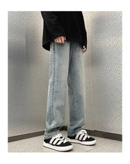 Threebooy 5 Colors Fashion Korean Baggy Pants Men Spring Autumn New Loose Straight Jeans Elastic Waist Wide Leg Casual Pants Men's Clothes