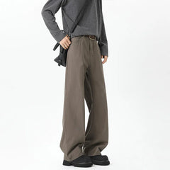 Threebooy Straight Leg Cotton Pants Semi Elastic Waistband Classic Solid Business Casual Mens Office Comfortable Wholesale Trousers