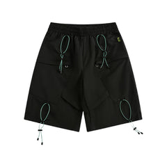 Threebooy Summer Casual Shorts Men Streetwear Harajuku Quick Drying Knee Length Pants Japan Style Pockets Design Outdoor Cargo Short Male