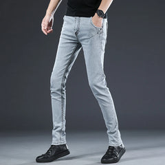 Threebooy 4 Colors Fashion Korean Men Skinny Jeans Nostalgia Snowflake Washed Slim Fit Classic Casual Street Skateboarding Denim Trousers