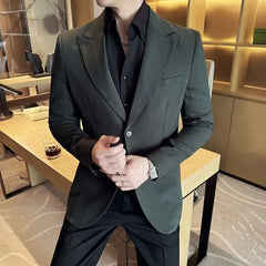 Threebooy Casual Blazer Men's Early Advanced Suit 2 Piece Slim Fit Tuxedos For Wedding Groom Business Dinner Party