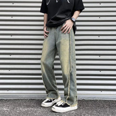 Threebooy New Fashion Old Y2K Streetwear Stacked Baggy Ripped Jeans Pants Men Clothing Straight Denim Trousers