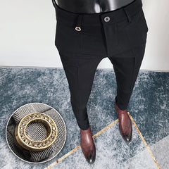 Threebooy Fashion Men Business Dress Pants Office Social Wedding Streetwear Casual Suit Pants Slim Fit Trousers Costume Homme 28-36